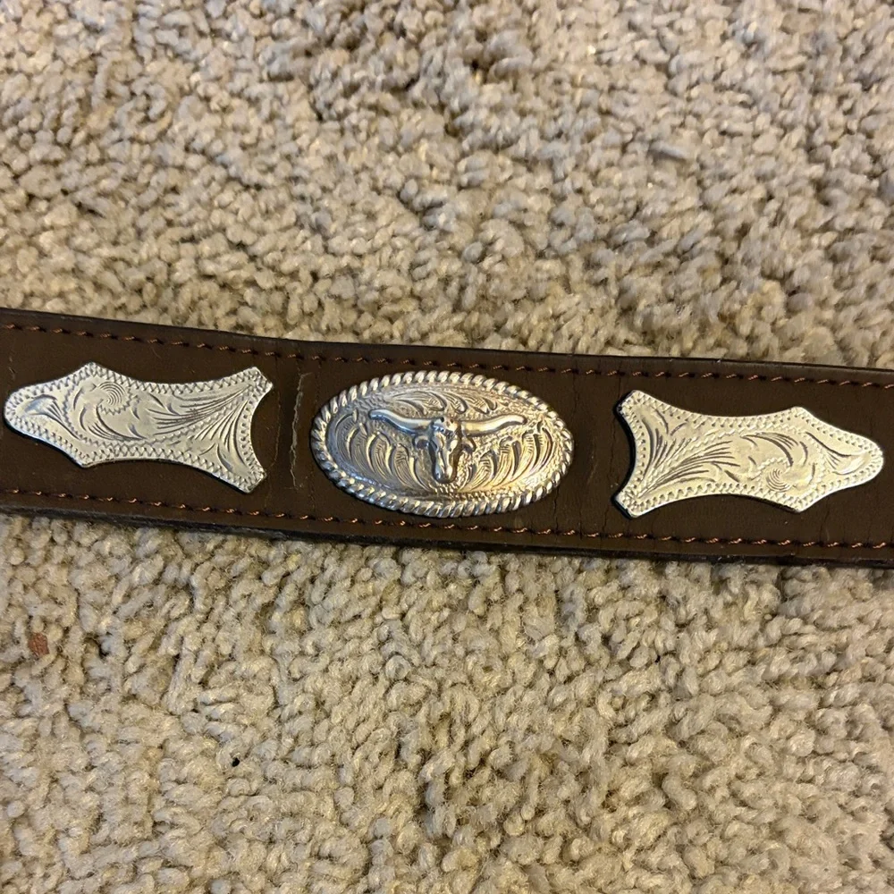 Brown Kids Belt with Silver Accents